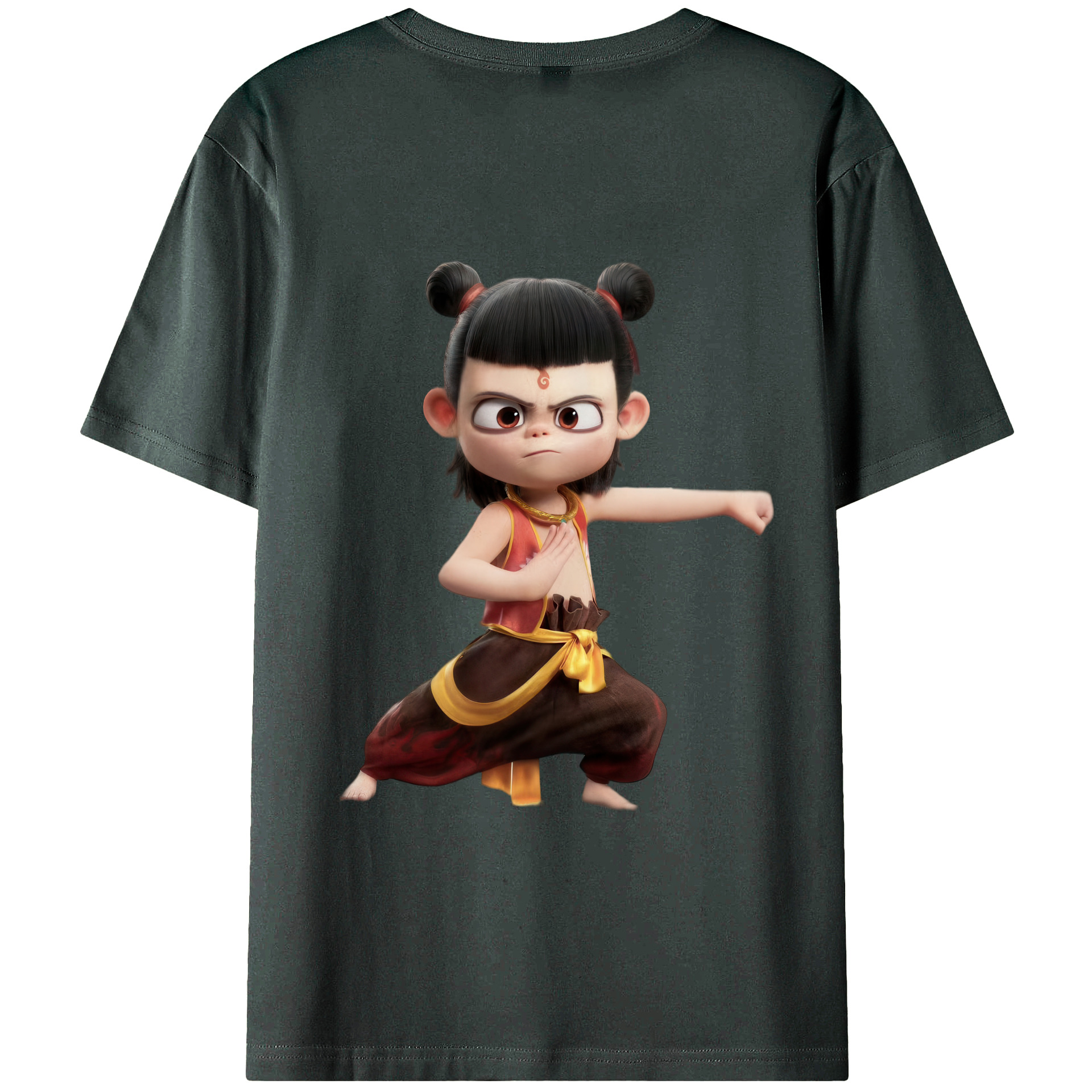 （画像用） Ne Zha 2 ナタ 魔童の大暴れ 綿100％ メンズ半袖Tシャツ（バックプリント） 通気性